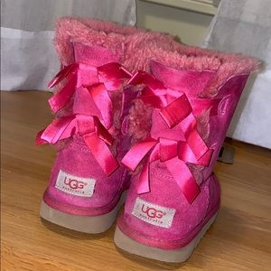 Worn Ugg boots- Hot Pink Bailey Bows